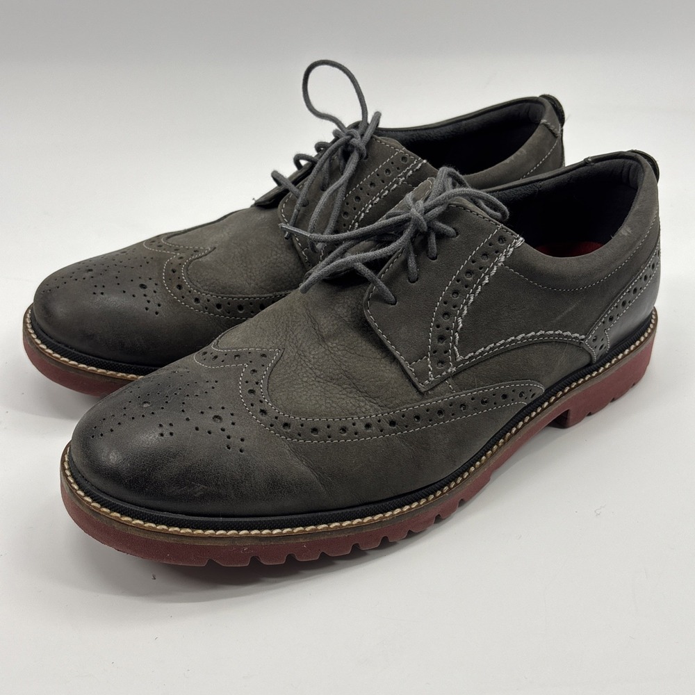 Rockport Marshall Wingtip Leather Upper Men's 9.5 M Brown/Red Soles